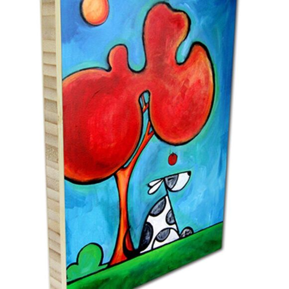 Newton's Dog Art Print on Bamboo Plaque for Dog Lovers NEW - Picture 1 of 3